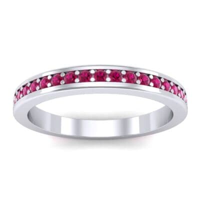 Light Flat-Sided Pave Ruby Eternity Ring (0.63 CTW) Top Dynamic View