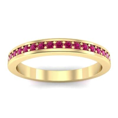 Light Flat-Sided Pave Ruby Eternity Ring (0.63 CTW) Top Dynamic View