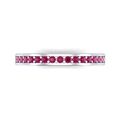 Light Flat-Sided Pave Ruby Eternity Ring (0.63 CTW) Top Flat View