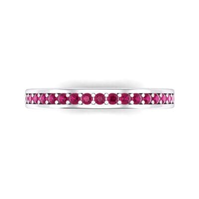 Light Flat-Sided Pave Ruby Eternity Ring (0.63 CTW) Top Flat View