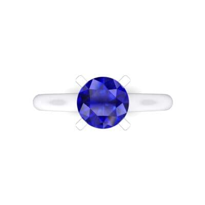 Classic Cathedral Solitaire Blue Sapphire Engagement Ring (0.84 CTW) Top Flat View