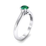 Petite Cathedral Solitaire Emerald Engagement Ring (0.47 CTW) Perspective View
