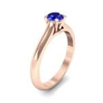 Petite Cathedral Solitaire Blue Sapphire Engagement Ring (0.47 CTW) Perspective View