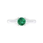 Petite Cathedral Solitaire Emerald Engagement Ring (0.47 CTW) Top Flat View