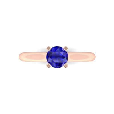 Petite Cathedral Solitaire Blue Sapphire Engagement Ring (0.47 CTW) Top Flat View
