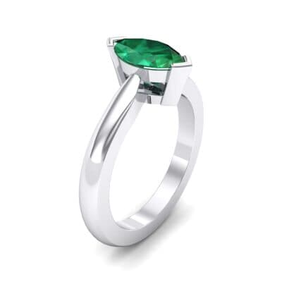 Flat Shank Marquise Solitaire Emerald Engagement Ring (0.75 CTW) Perspective View