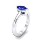 Flat Shank Marquise Solitaire Blue Sapphire Engagement Ring (0.75 CTW) Perspective View