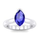 Flat Shank Marquise Solitaire Blue Sapphire Engagement Ring (0.75 CTW) Top Dynamic View