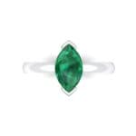 Flat Shank Marquise Solitaire Emerald Engagement Ring (0.75 CTW) Top Flat View