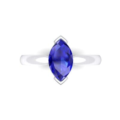 Flat Shank Marquise Solitaire Blue Sapphire Engagement Ring (0.75 CTW) Top Flat View