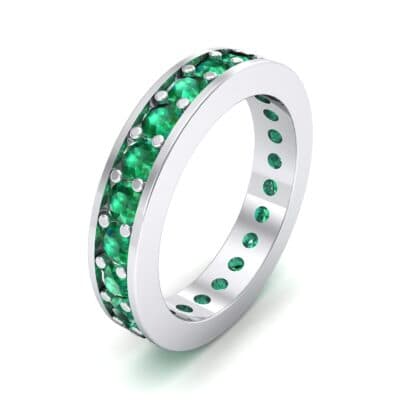 Luxe Flat-Sided Pave Emerald Eternity Ring (2.07 CTW) Perspective View