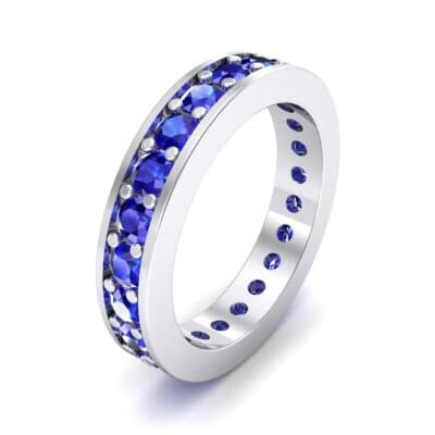 Luxe Flat-Sided Pave Blue Sapphire Eternity Ring (2.07 CTW) Perspective View