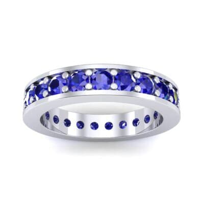 Luxe Flat-Sided Pave Blue Sapphire Eternity Ring (2.07 CTW) Top Dynamic View