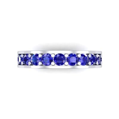 Luxe Flat-Sided Pave Blue Sapphire Eternity Ring (2.07 CTW) Top Flat View