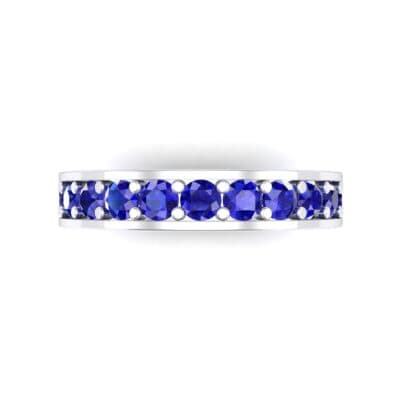 Luxe Flat-Sided Pave Blue Sapphire Eternity Ring (2.07 CTW) Top Flat View