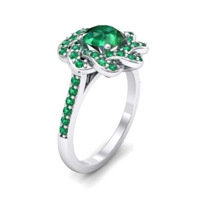 Woven Halo Emerald Engagement Ring (1.28 CTW) Perspective View