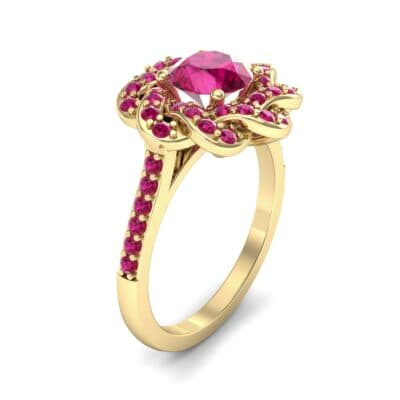 Woven Halo Ruby Engagement Ring (1.28 CTW) Perspective View