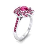 Woven Halo Ruby Engagement Ring (1.28 CTW) Perspective View