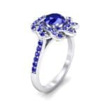 Woven Halo Blue Sapphire Engagement Ring (1.28 CTW) Perspective View