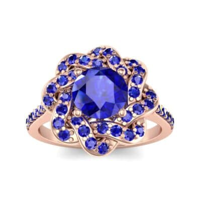 Woven Halo Blue Sapphire Engagement Ring (1.28 CTW) Top Dynamic View