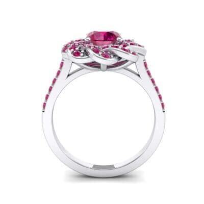 Woven Halo Ruby Engagement Ring (1.28 CTW) Side View
