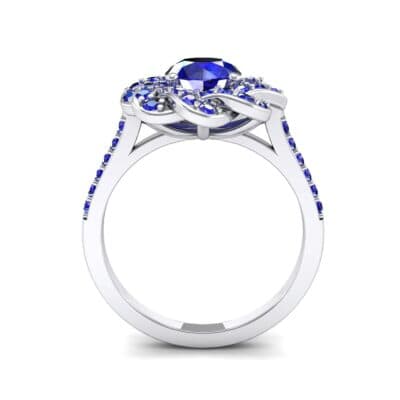 Woven Halo Blue Sapphire Engagement Ring (1.28 CTW) Side View