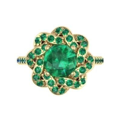 Woven Halo Emerald Engagement Ring (1.28 CTW) Top Flat View