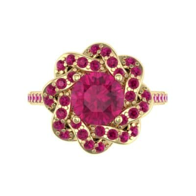 Woven Halo Ruby Engagement Ring (1.28 CTW) Top Flat View