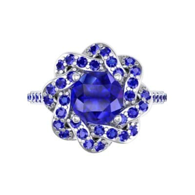Woven Halo Blue Sapphire Engagement Ring (1.28 CTW) Top Flat View