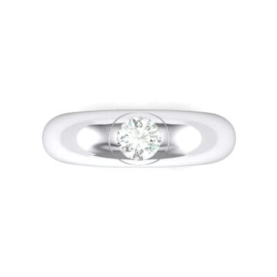 Rounded Two-Tone Burnish-Set Crystal Wedding Ring (0.28 CTW) Top Flat View