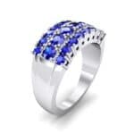 Tapered Three-Row Blue Sapphire Ring (1.58 CTW) Perspective View