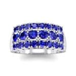 Tapered Three-Row Blue Sapphire Ring (1.58 CTW) Top Dynamic View
