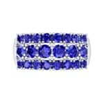 Tapered Three-Row Blue Sapphire Ring (1.58 CTW) Top Flat View