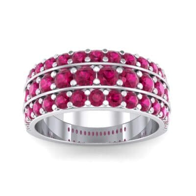 Wide Three-Row Ruby Ring (2.22 CTW) Top Dynamic View