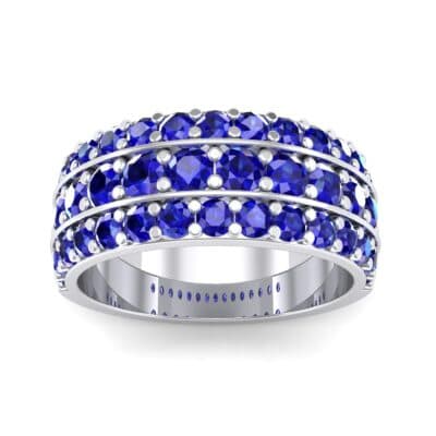 Wide Three-Row Blue Sapphire Ring (2.22 CTW) Top Dynamic View