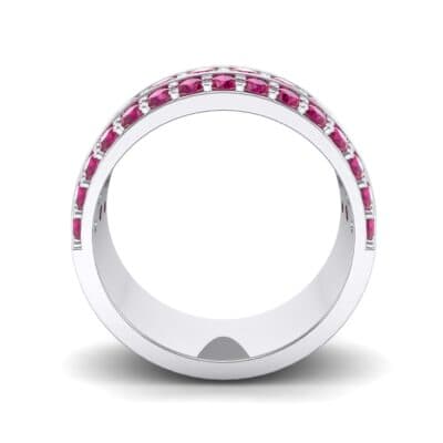 Wide Three-Row Ruby Ring (2.22 CTW) Side View