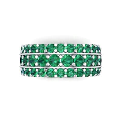 Wide Three-Row Emerald Ring (2.22 CTW) Top Flat View