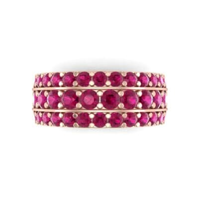 Wide Three-Row Ruby Ring (2.22 CTW) Top Flat View