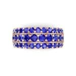 Wide Three-Row Blue Sapphire Ring (2.22 CTW) Top Flat View