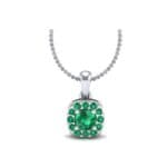 Cushion-Cut Halo Emerald Pendant (0.44 CTW) Perspective View