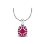 Cushion-Cut Halo Ruby Pendant (0.44 CTW) Perspective View