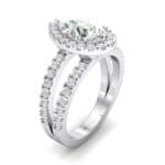 Pave Split Shank Pear Halo Crystal Engagement Ring (1.31 CTW) Perspective View