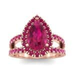 Pave Split Shank Pear Halo Ruby Engagement Ring (1.85 CTW) Top Dynamic View