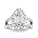 Pave Split Shank Pear Halo Crystal Engagement Ring (1.31 CTW) Top Dynamic View