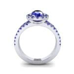 Pave Split Shank Pear Halo Blue Sapphire Engagement Ring (1.85 CTW) Side View