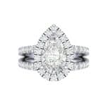Pave Split Shank Pear Halo Diamond Engagement Ring (1.31 CTW) Top Flat View