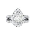 Pave Split Shank Pear Halo Crystal Engagement Ring (1.31 CTW) Top Flat View