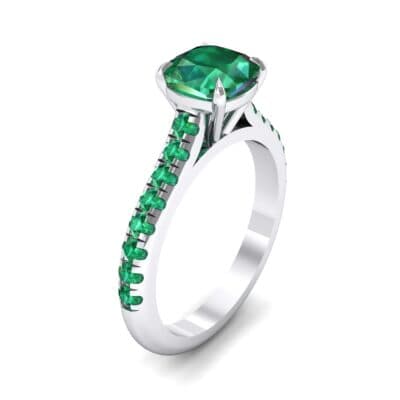 Claw Prong Pave Emerald Engagement Ring (1.35 CTW) Perspective View