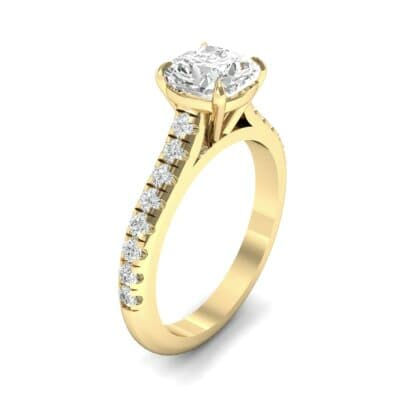 Claw Prong Pave Diamond Engagement Ring (0.93 CTW) Perspective View