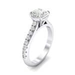 Claw Prong Pave Crystal Engagement Ring (0.93 CTW) Perspective View